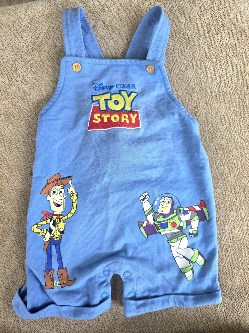 Disney Pixar Toy Story Blue Overalls Bibs Woody Buzz Baby Kids 12 M Months Movie